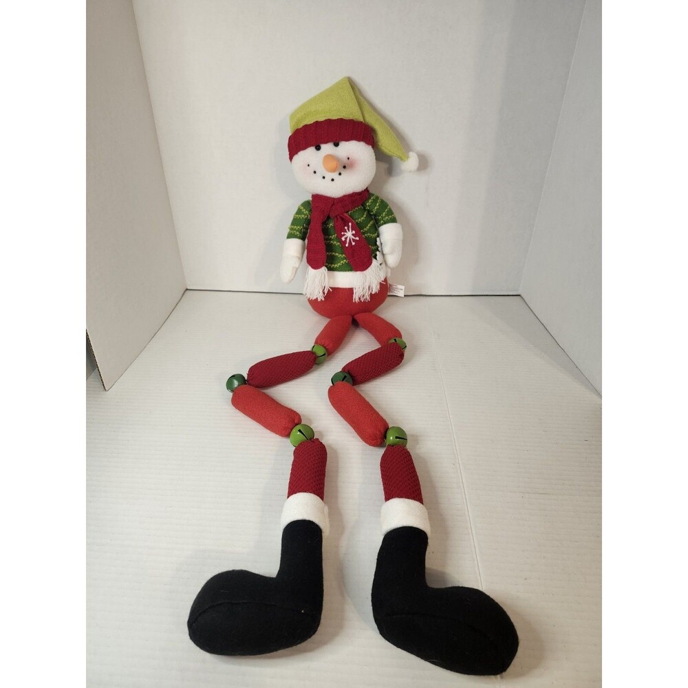 38" Shelf Sitting Snowman With Bells